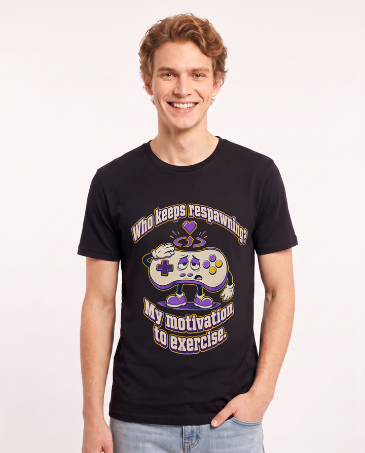 Who keeps respawning? My motivation to exercise. Men's Black T-Shirt product image 2