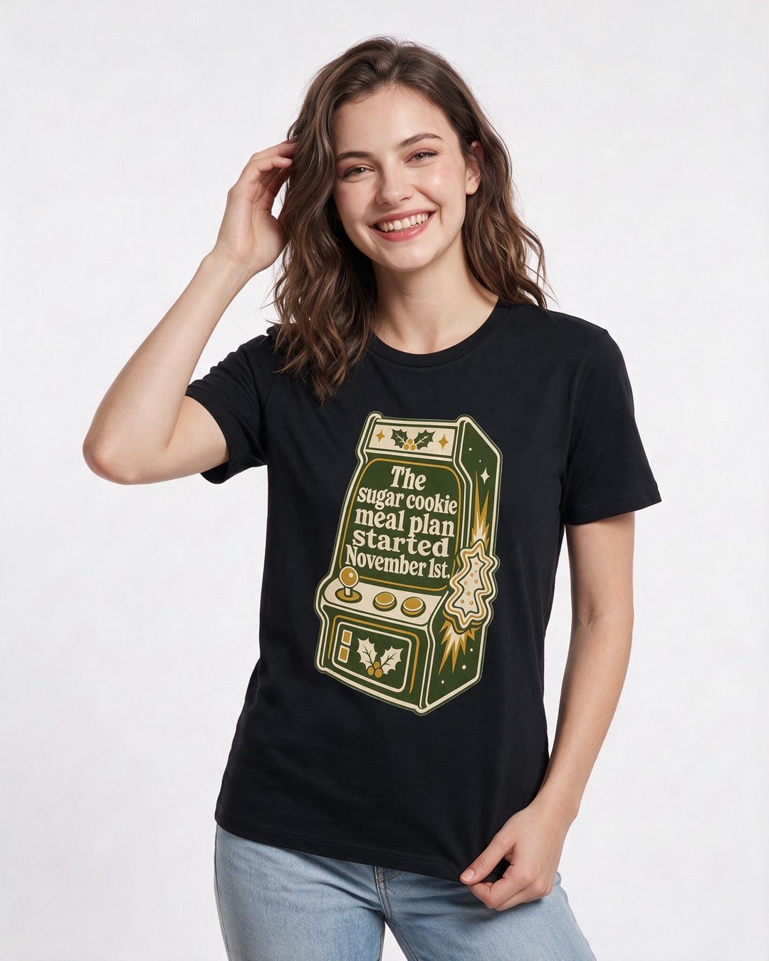 Christmas Women's Black T-Shirt - The sugar cookie meal plan started product image 3