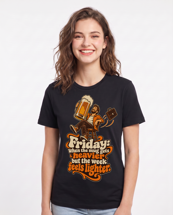 Beer Black T-Shirt for Women – Everyday Expression Graphic Tee product image 3