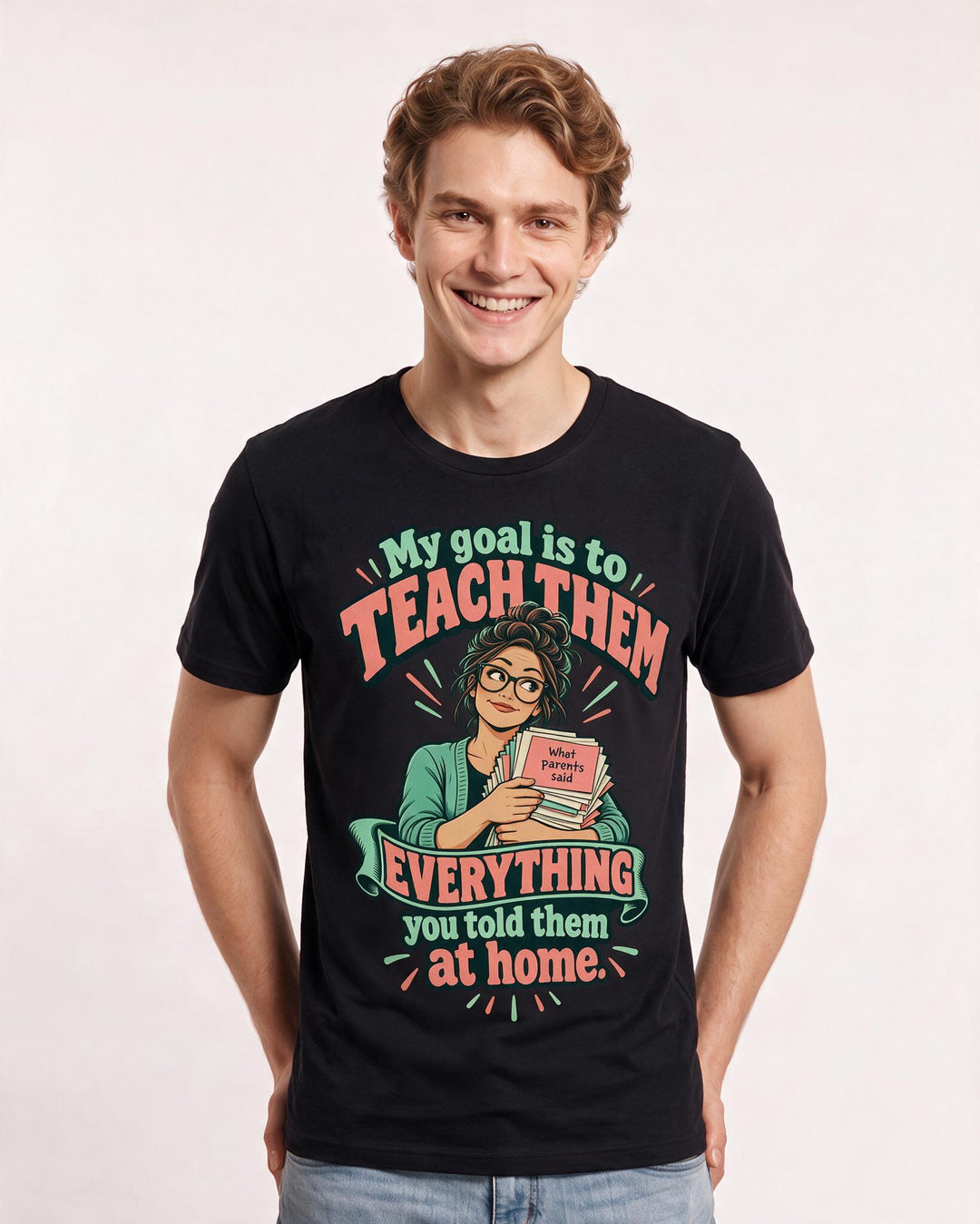 Teacher Black T-Shirt for Men – Everyday Expression Graphic Tee product image 1