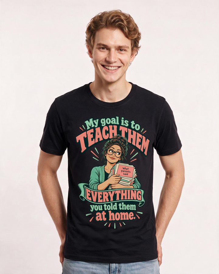Teacher Black T-Shirt for Men – Everyday Expression Graphic Tee product image 1
