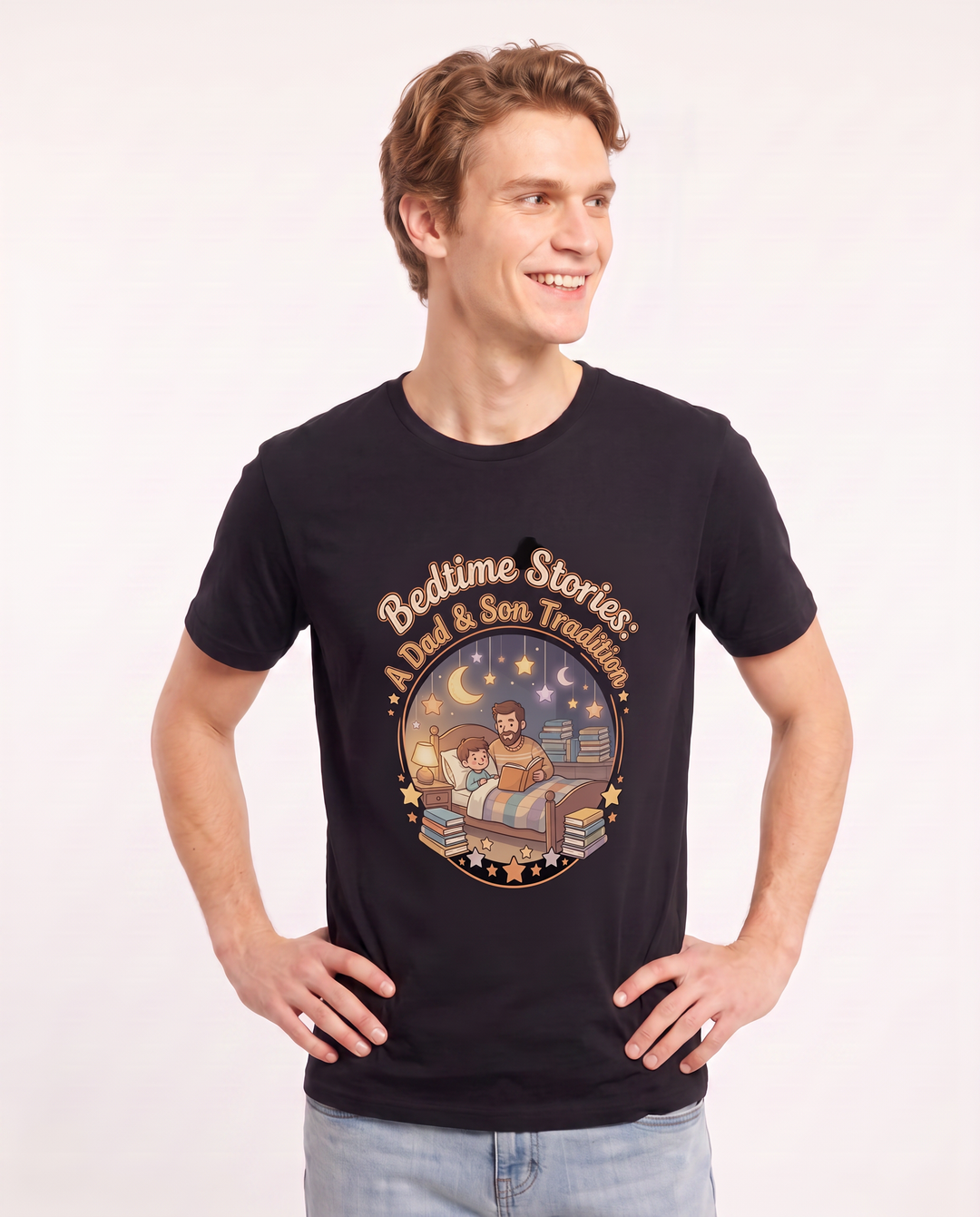 Bedtime Stories: A Dad & Son Tradition Men's Black T-Shirt product image 1