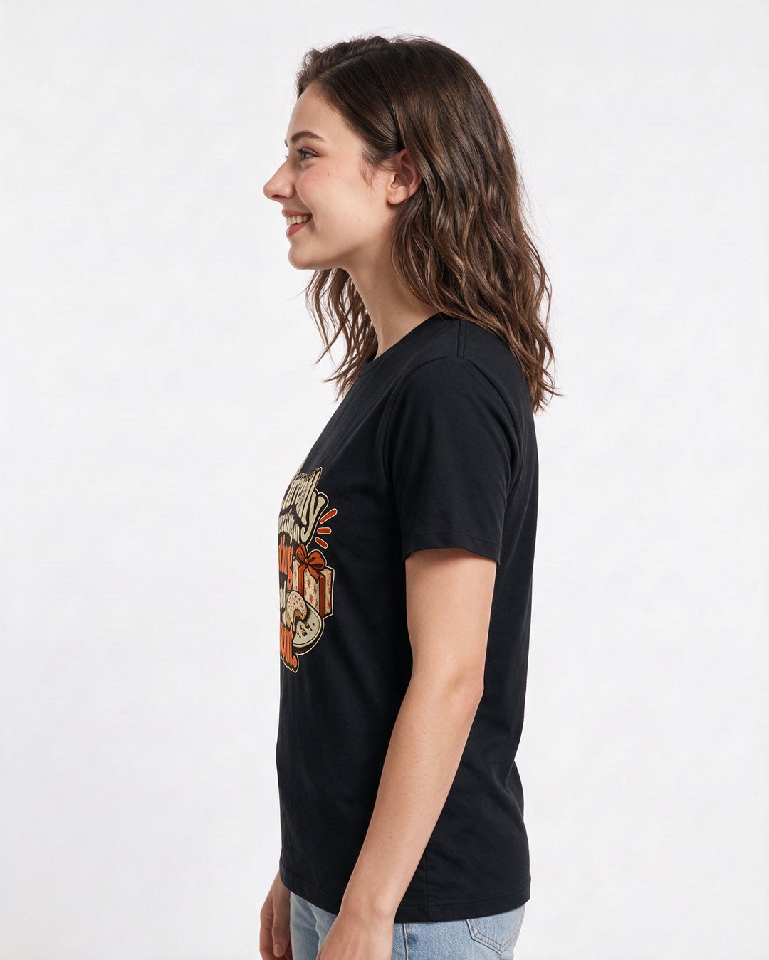 Christmas Black T-Shirt for Women – Holiday Theme Graphic Tee product image 2