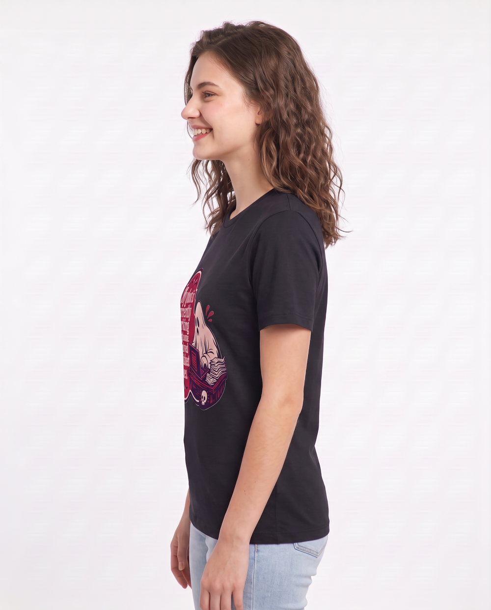 Halloween Women's Black T-Shirt - My ghost is currently working product image 2