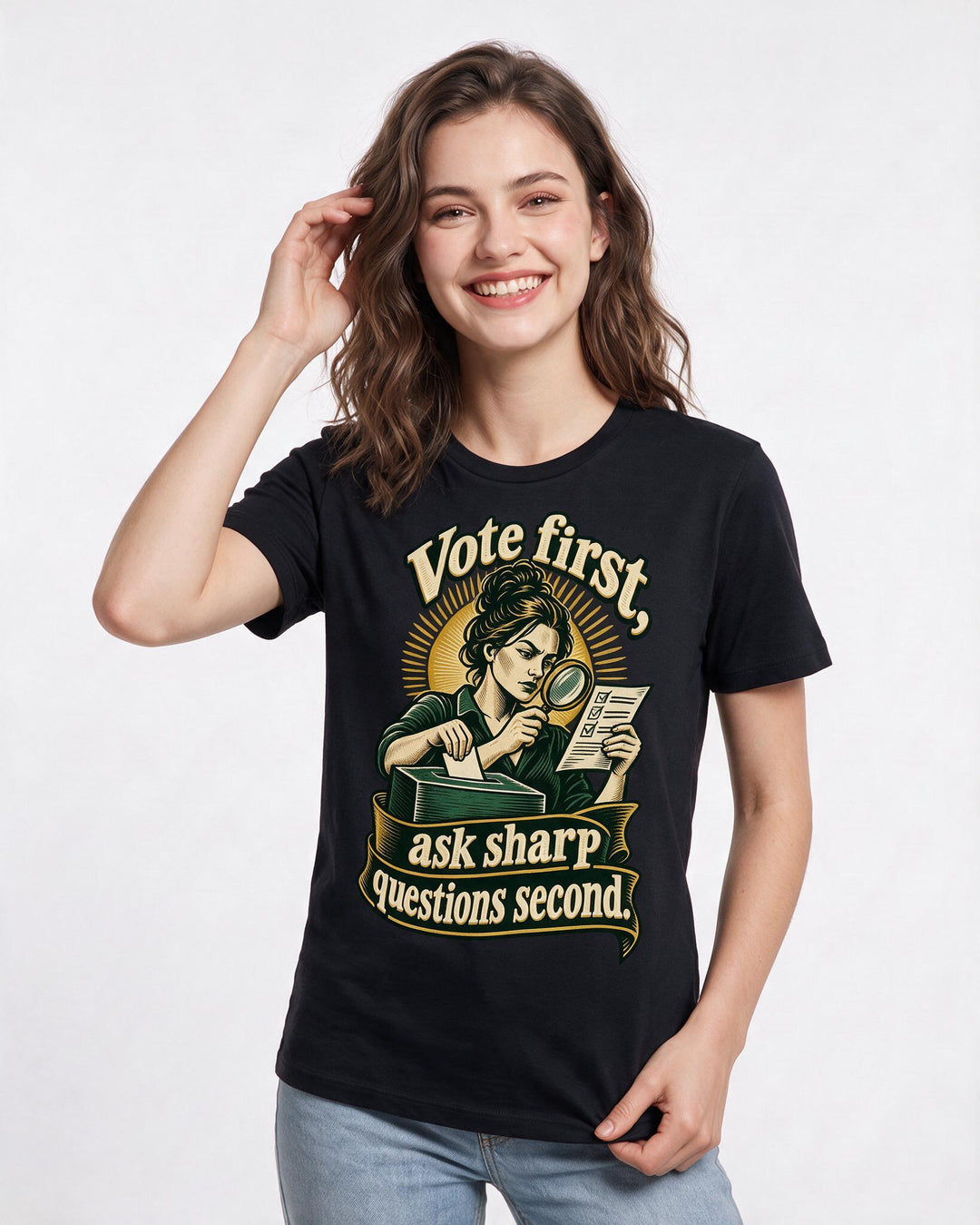 Political Statement Black T-Shirt for Women – Everyday Expression Graphic Tee product image 1