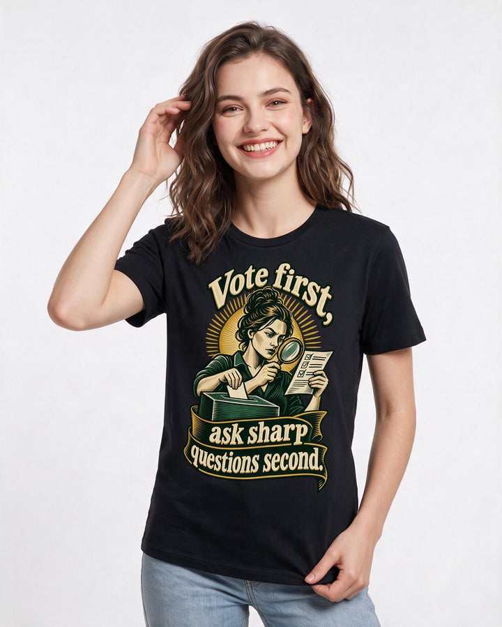 Political Statement Black T-Shirt for Women – Everyday Expression Graphic Tee product image 1