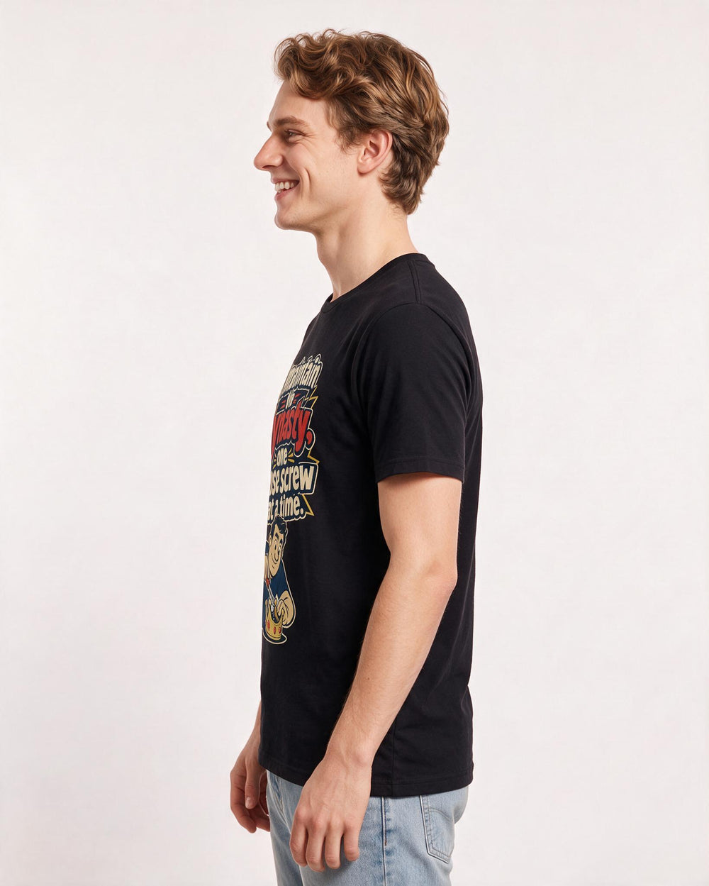 Mom Men's Black T-Shirt – I maintain the dynasty, one loose screw at a time. product image 2