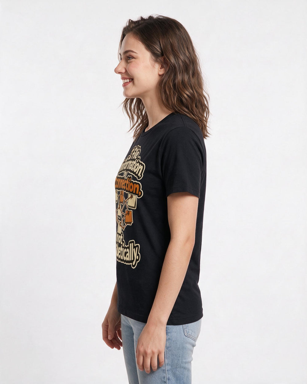 Neurodiversity Women's Black T-Shirt – I file information by connection, not alphabetically. product image 2