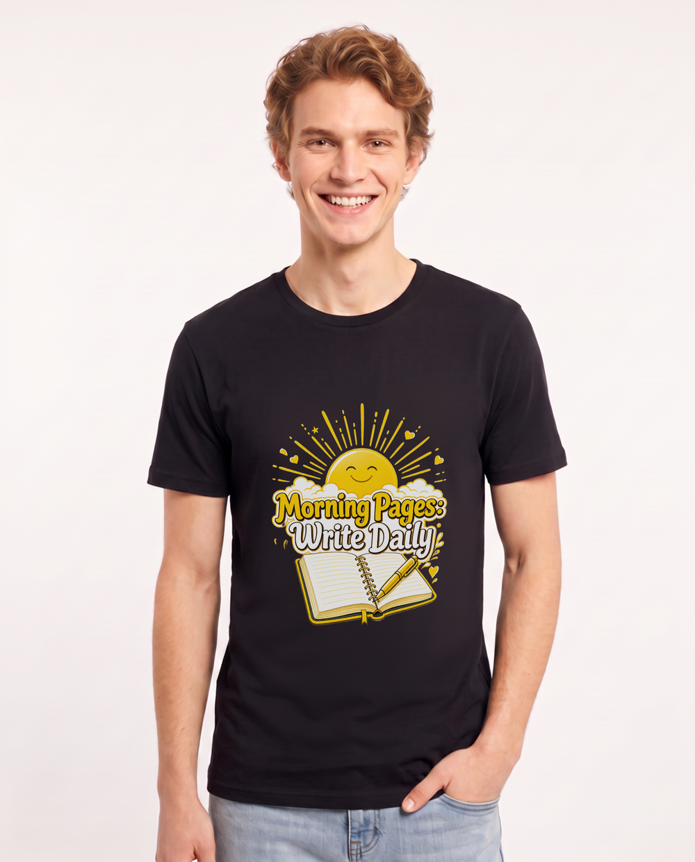 Morning Pages: Write Daily Men's Black T-Shirt product image 2