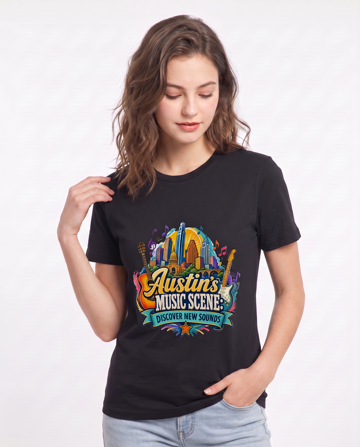 Austin's Music Scene: Discover New Sounds Women's Black T-Shirt product image 1