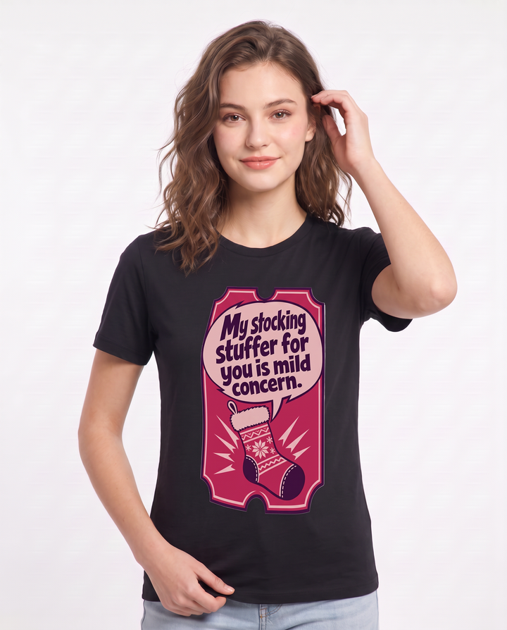 Christmas Women's Black T-Shirt - My stocking stuffer for you is mild product image 3
