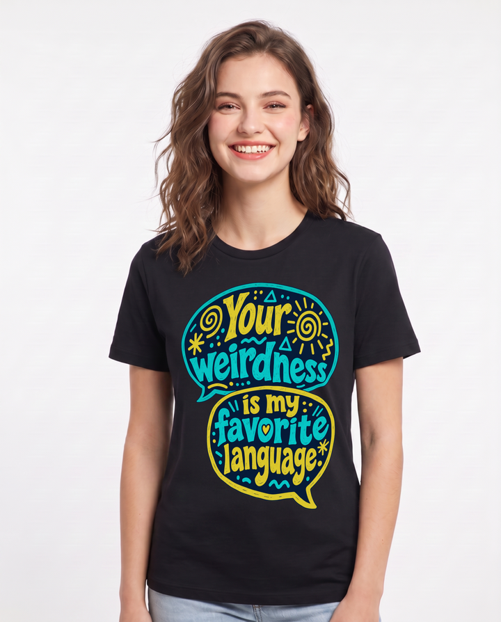 Couples Black T-Shirt for Women – Everyday Expression Graphic Tee product image 3