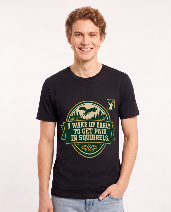 Hunting Men's Black T-Shirt - I wake up early to get paid in product image 1