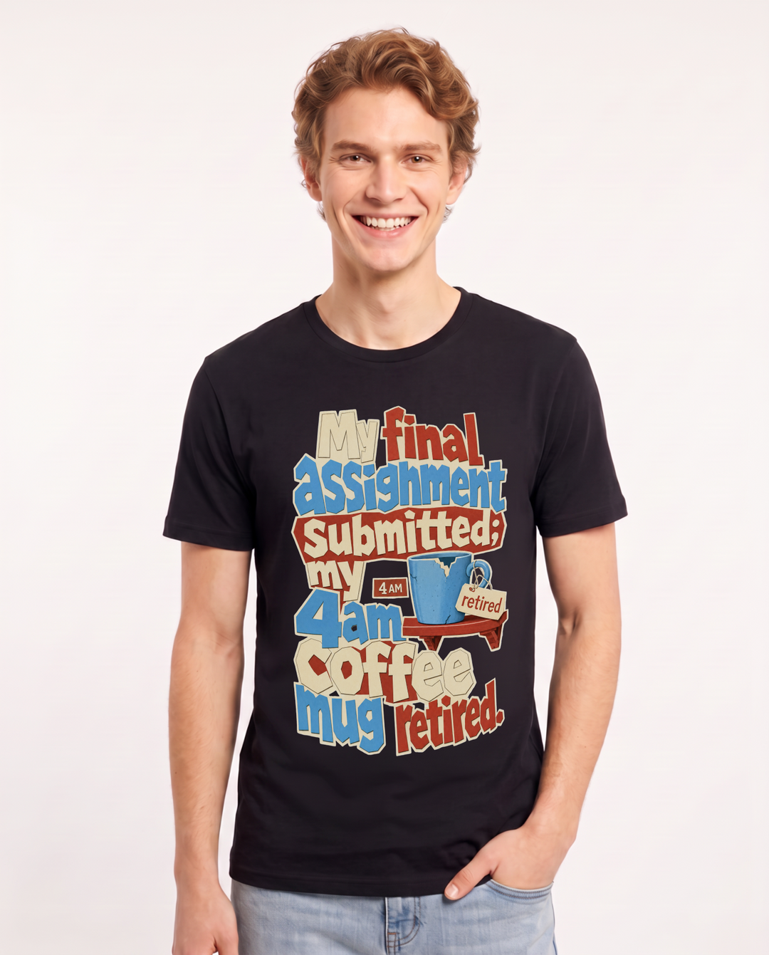 Graduation Black T-Shirt for Men – Everyday Expression Graphic Tee product image 1