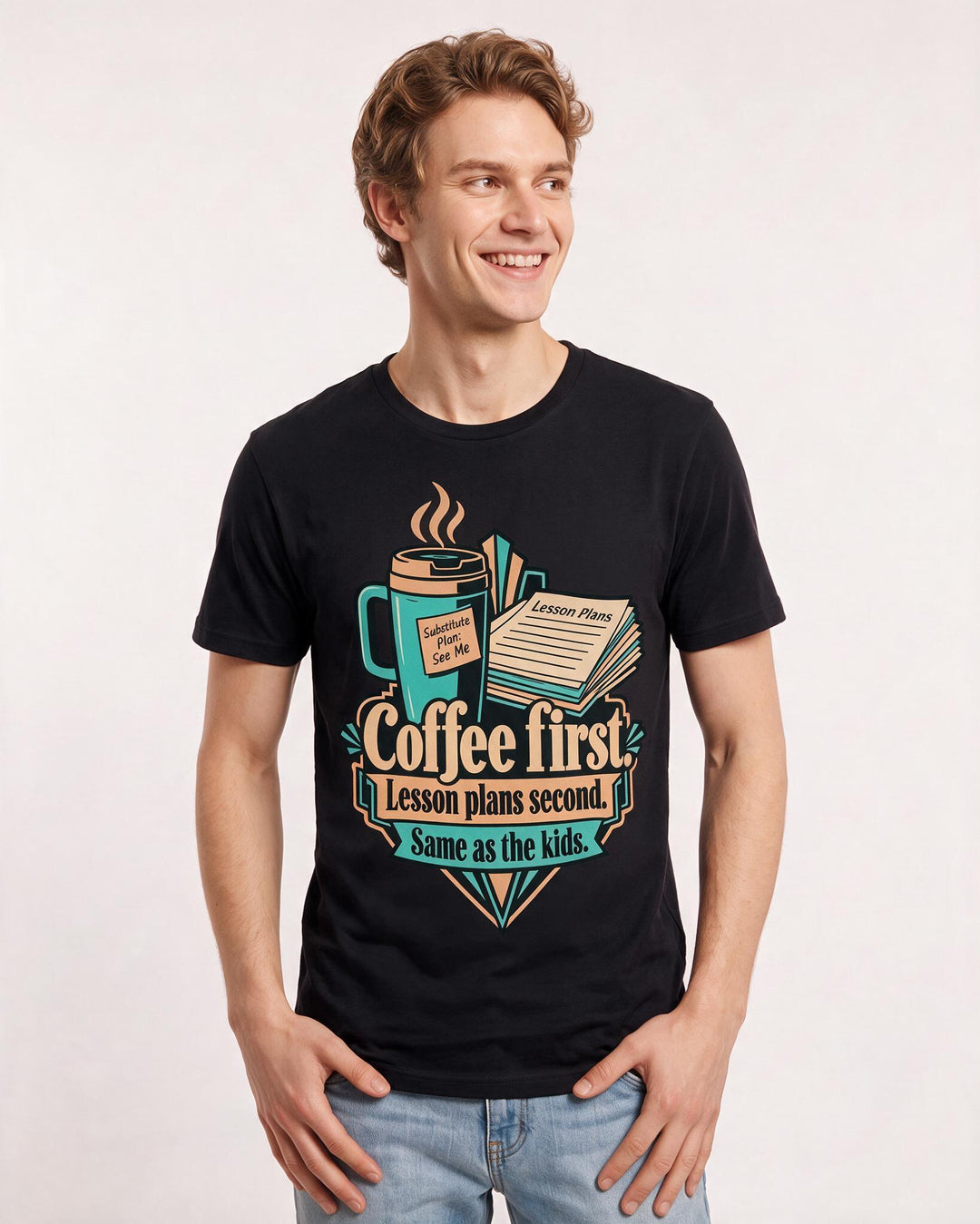 Teacher Black T-Shirt for Men – Everyday Expression Graphic Tee product image 1
