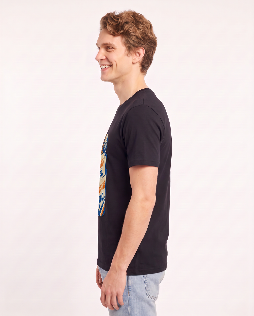 Graphic Men's Black T-Shirt - The haircut faded. The perspective product image 2