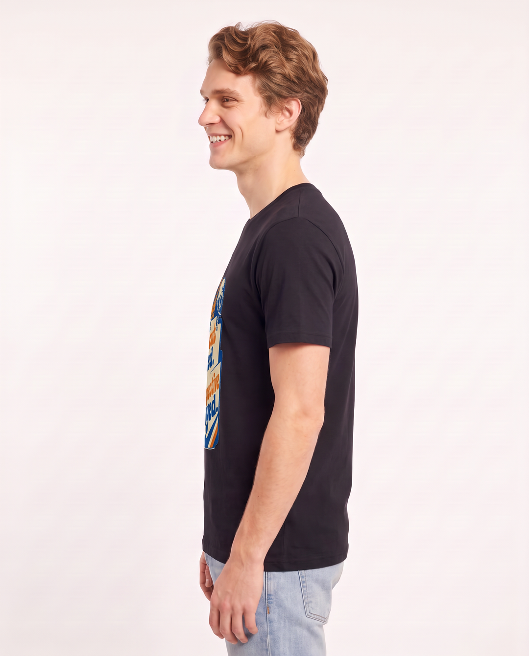Graphic Men's Black T-Shirt - The haircut faded. The perspective product image 2