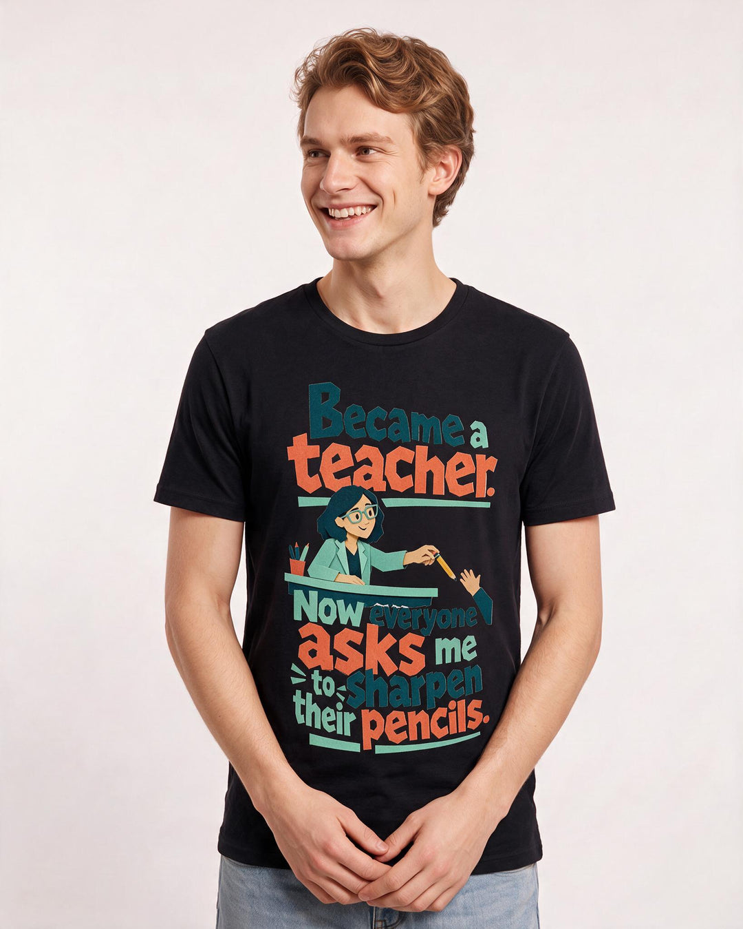 Teacher Black T-Shirt for Men – Everyday Expression Graphic Tee product image 1