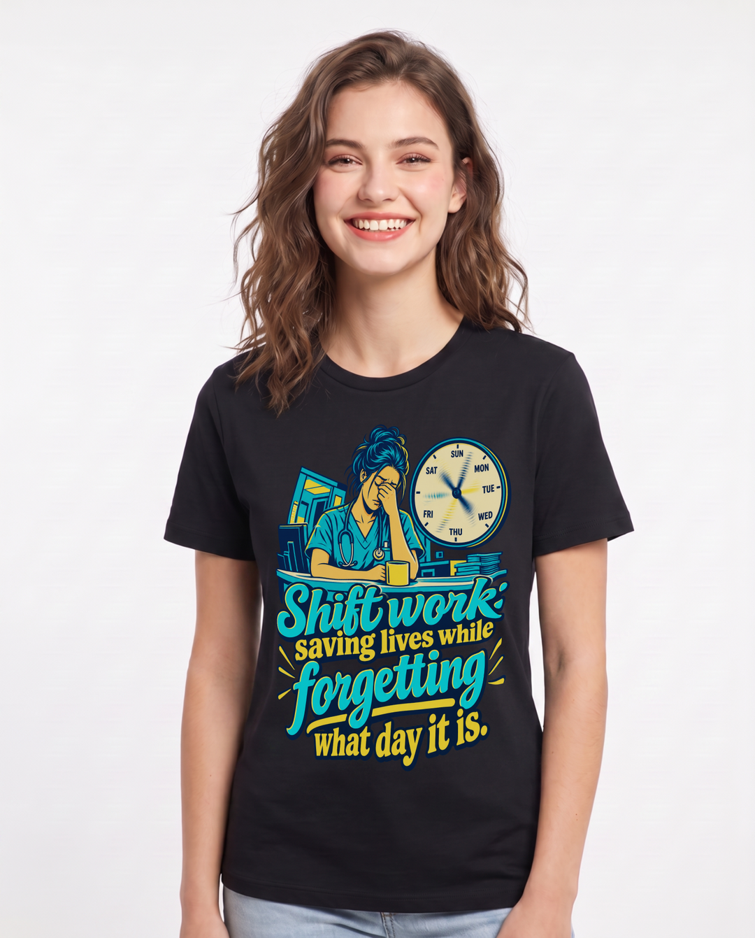 Nurse Black T-Shirt for Women – Nursing Life Graphic Tee product image 3