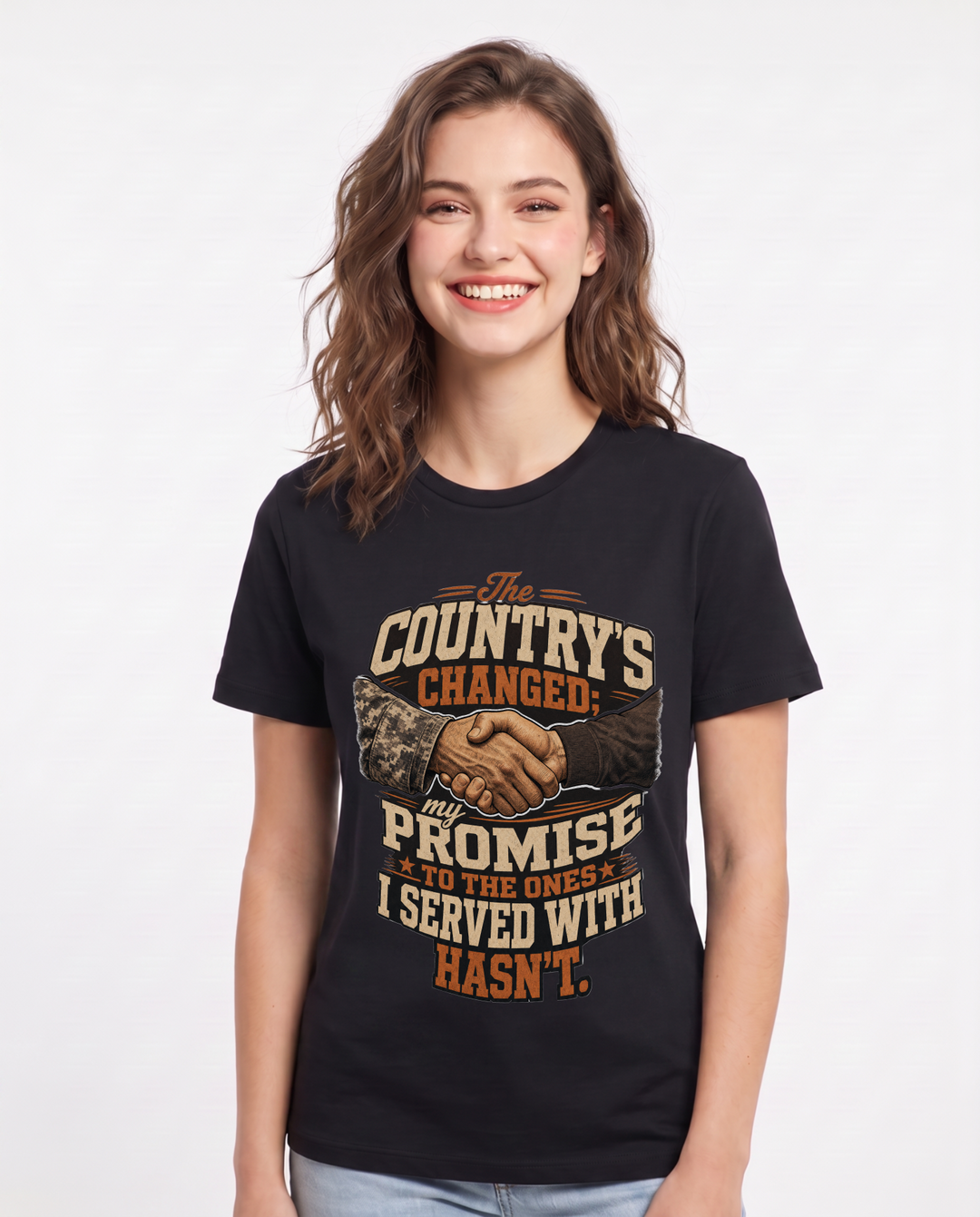 Veteran Women's Black T-Shirt – The country's changed; my promise to product image 1
