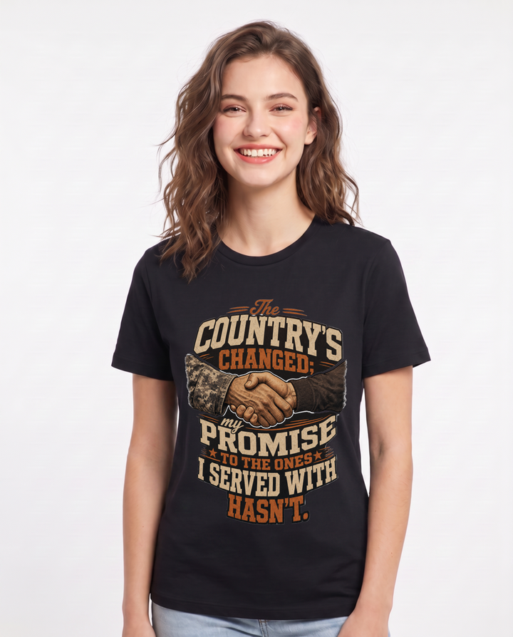 Veteran Women's Black T-Shirt – The country's changed; my promise to product image 1