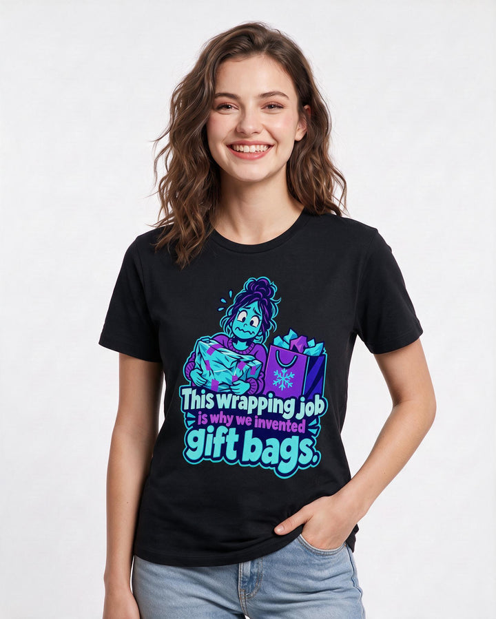 Christmas Black T-Shirt for Women – Holiday Theme Graphic Tee product image 1