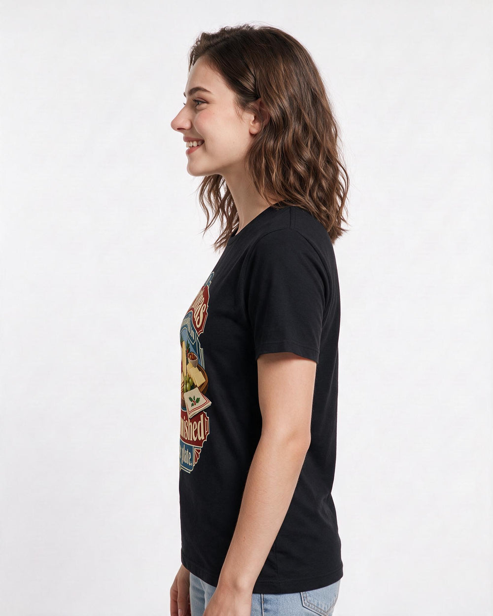 Christmas Black T-Shirt for Women – Holiday Theme Graphic Tee product image 2