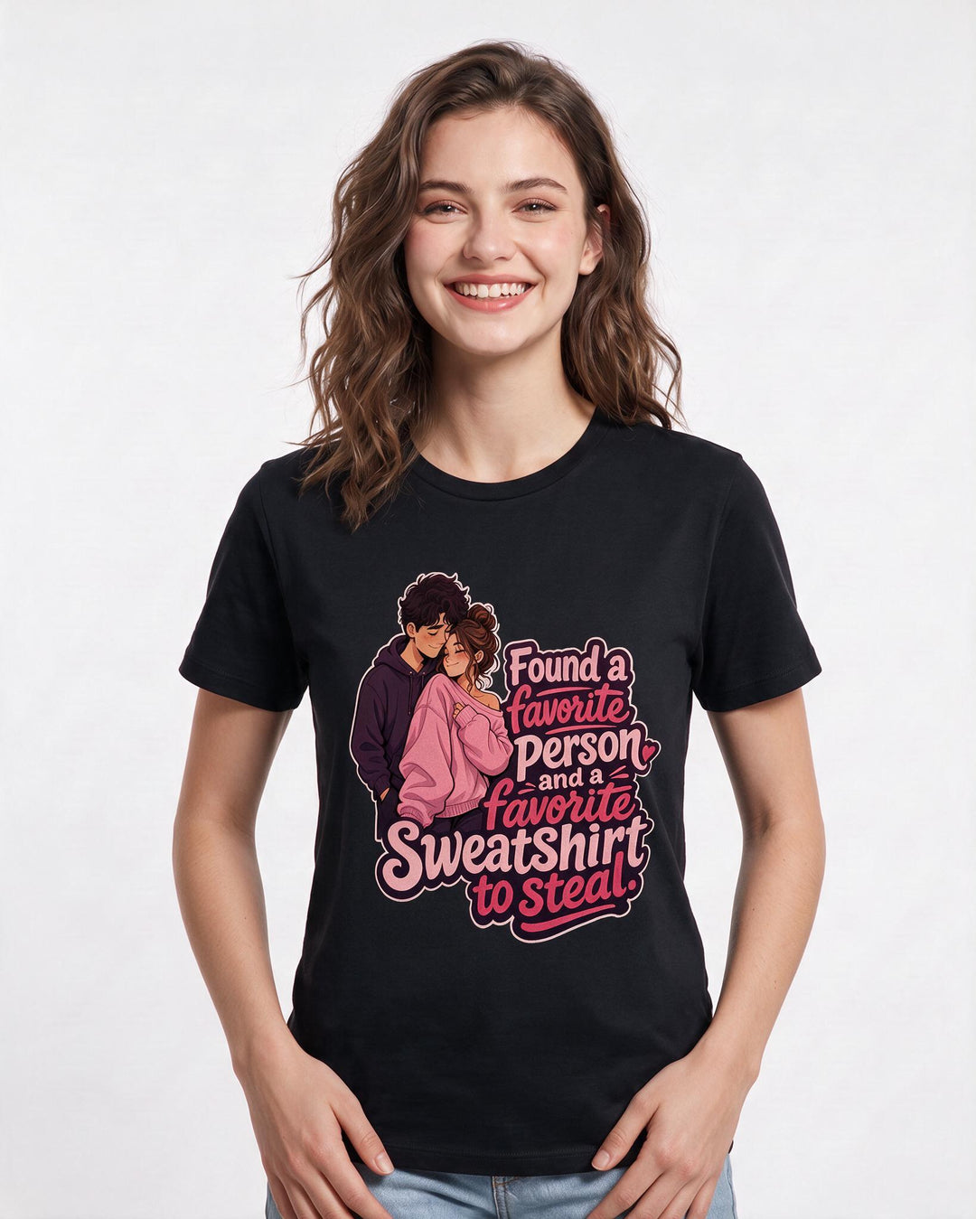 Couples Black T-Shirt for Women – Everyday Expression Graphic Tee product image 1