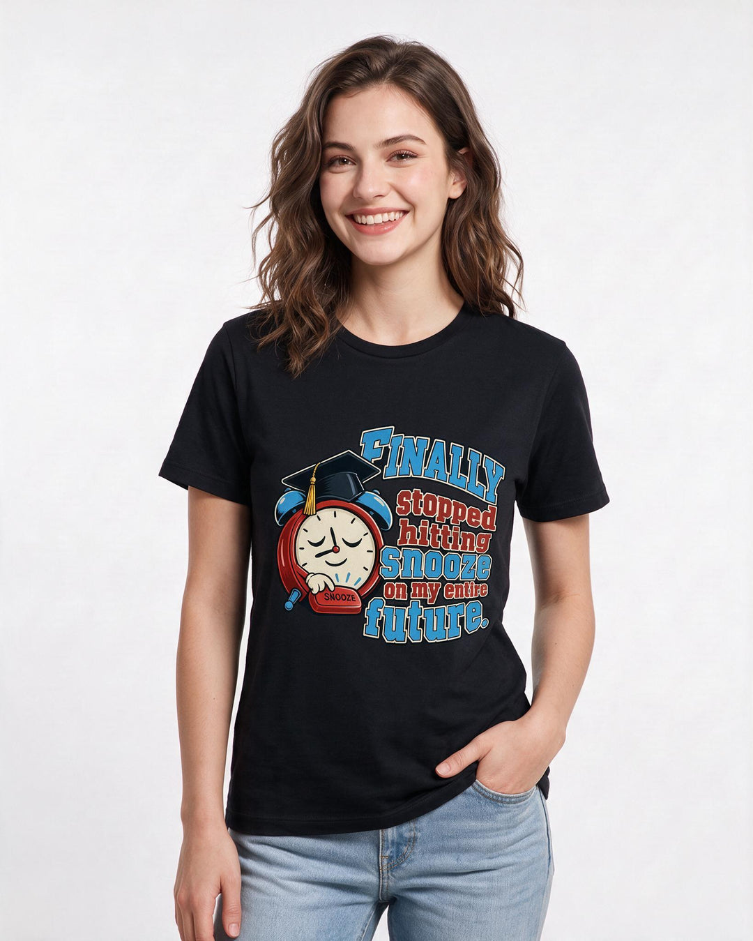 Graduation Black T-Shirt for Women – Everyday Expression Graphic Tee product image 1