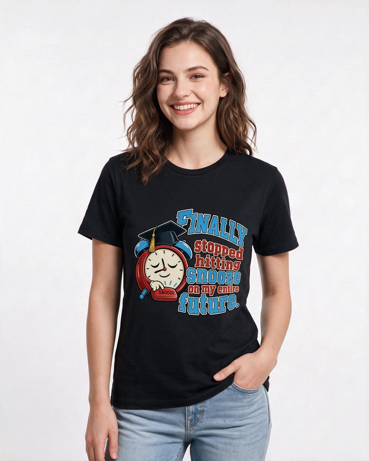 Graduation Black T-Shirt for Women – Everyday Expression Graphic Tee product image 1