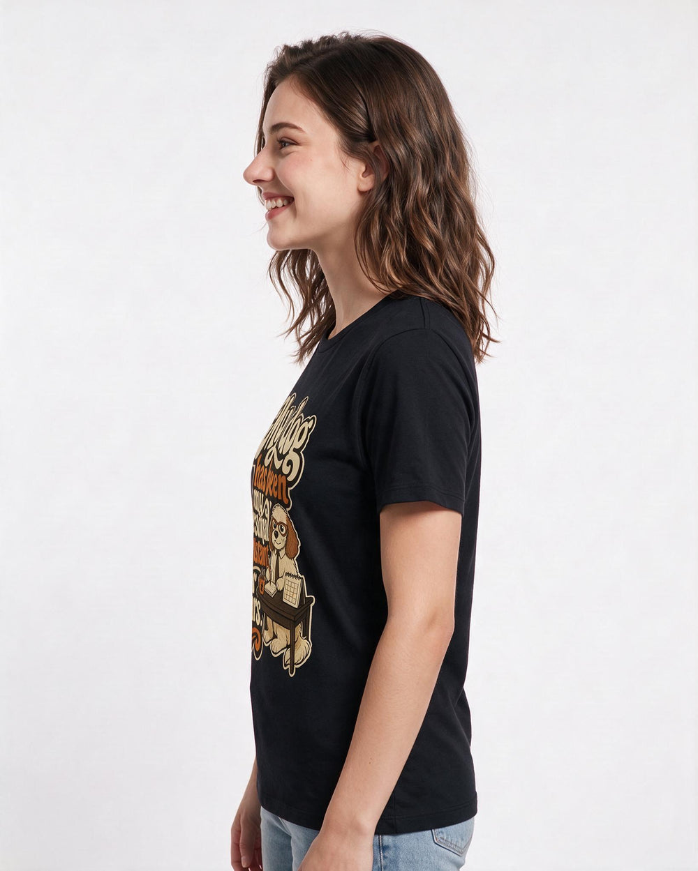 Dog Lover Women's Black T-Shirt – My dog has been my personal assistant for years. product image 2