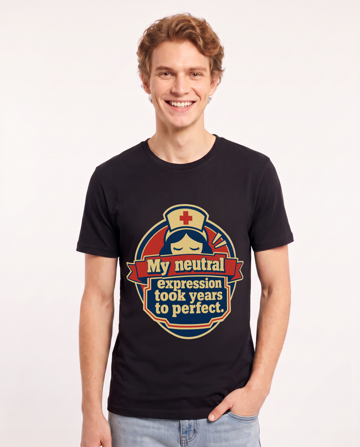 Nurse Gift Men's Black T-Shirt - My neutral expression took years to product image 1