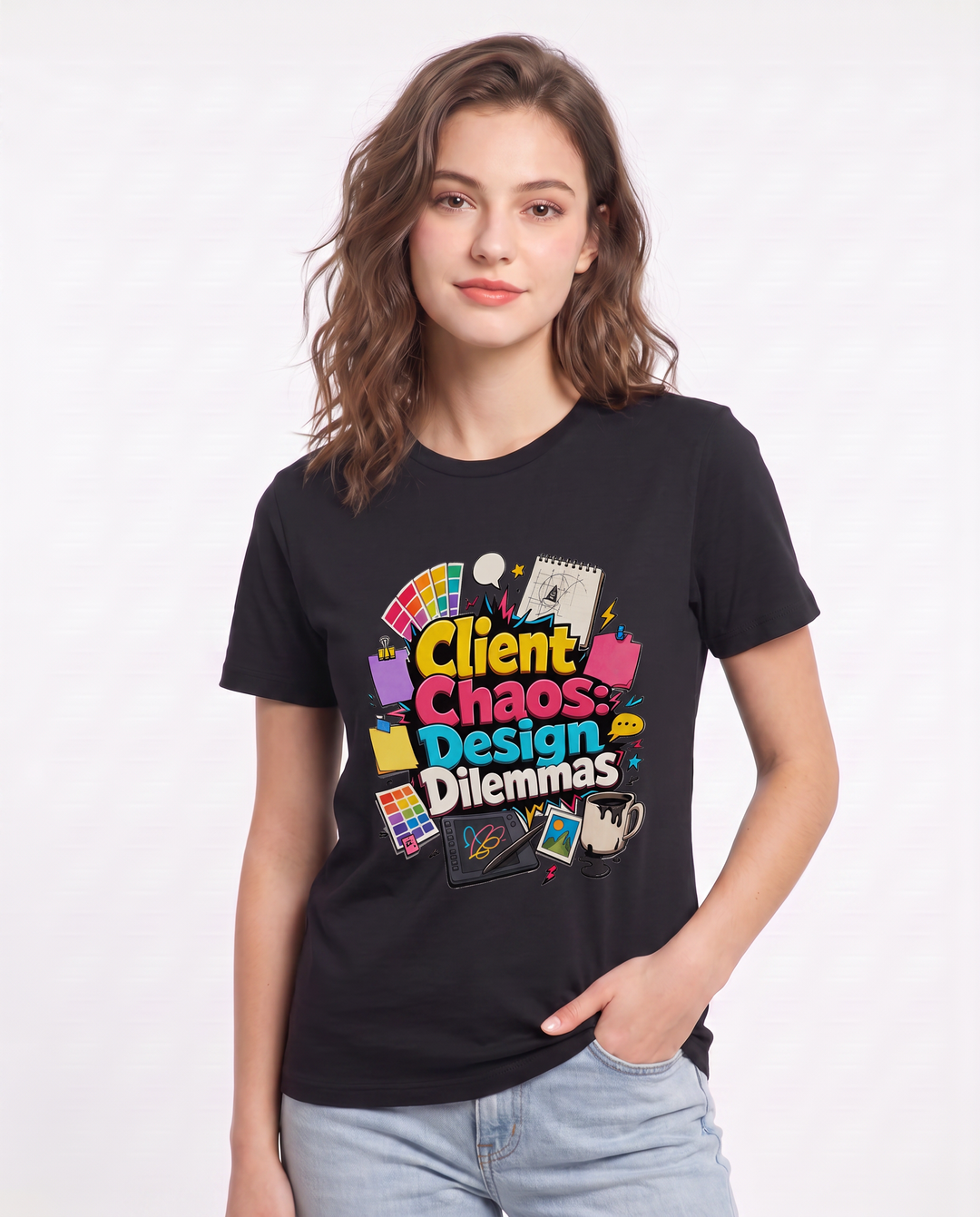 Client Chaos: Design Dilemmas Women's Black T-Shirt product image 1