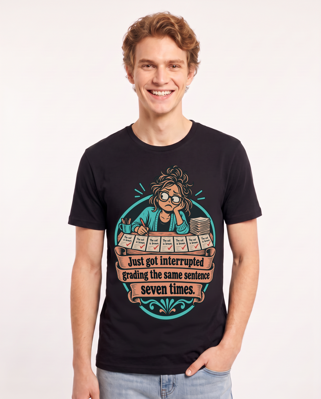 Teacher Black T-Shirt for Men – Everyday Expression Graphic Tee product image 3