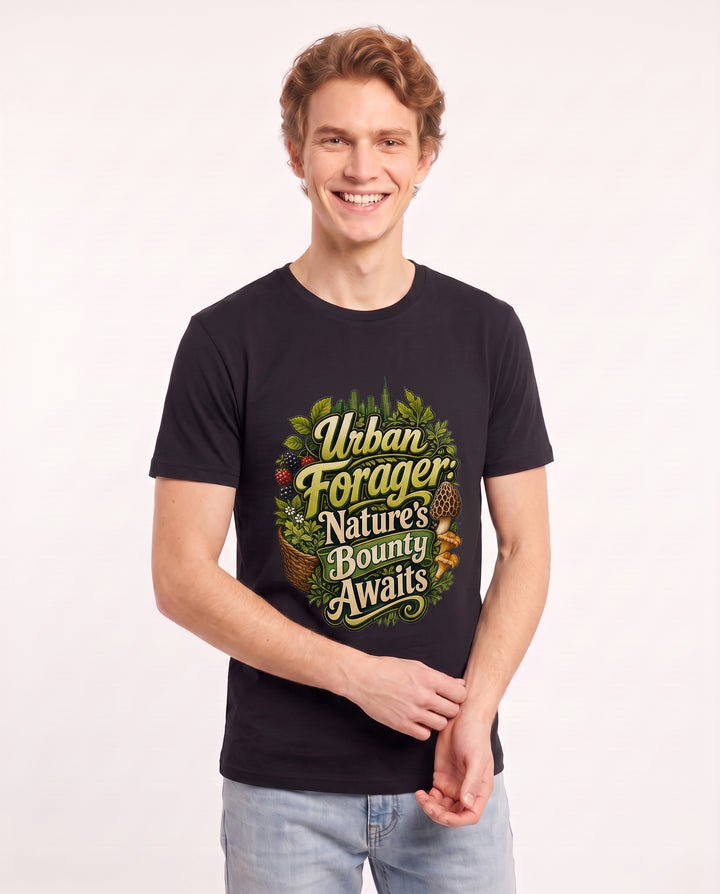 Urban Forager: Nature's Bounty Awaits Men's Black T-Shirt product image 3
