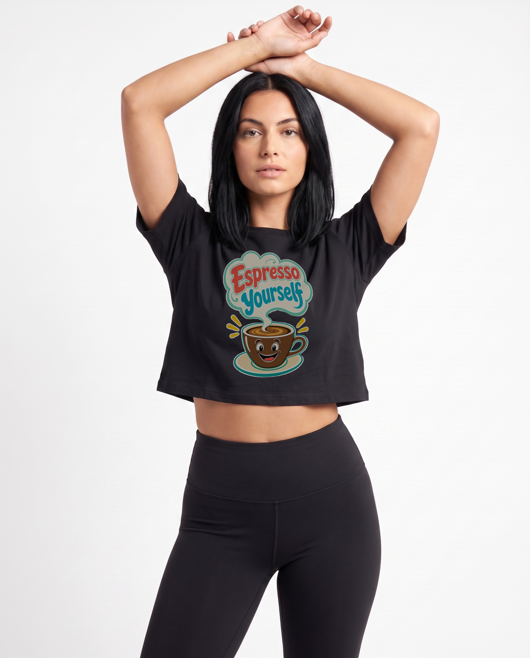 Espresso Yourself Crop Top mockup 1