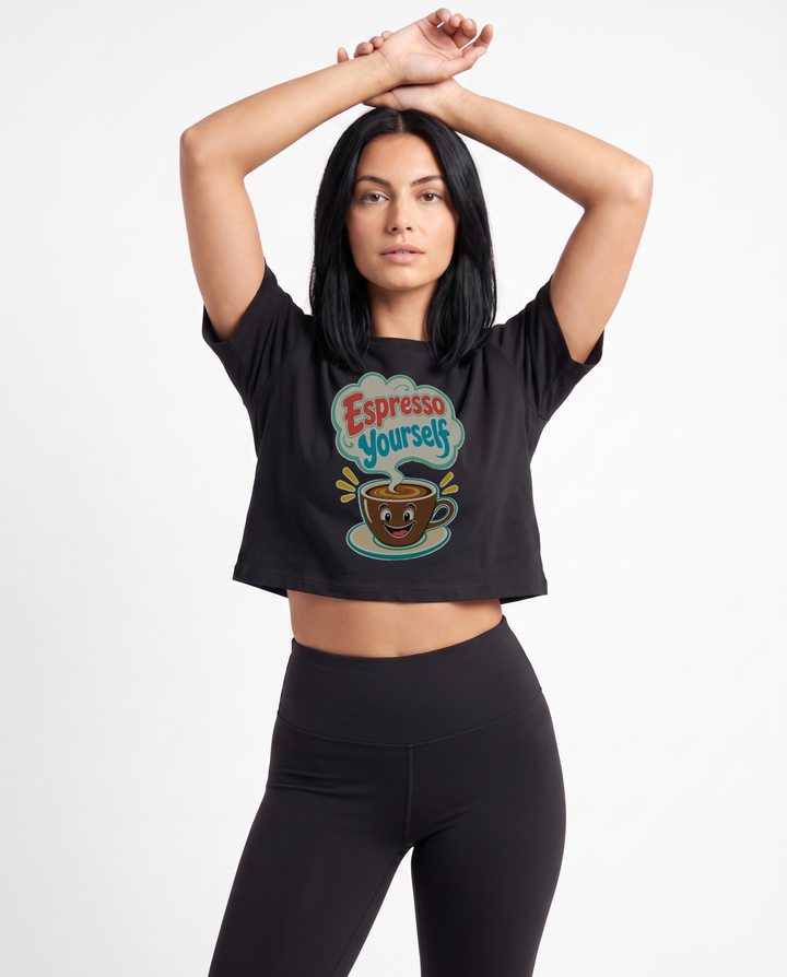 Espresso Yourself Crop Top mockup 1