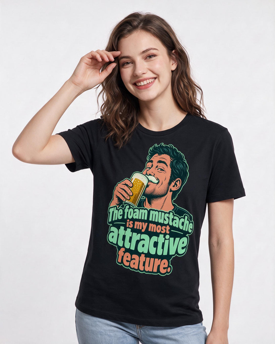 Beer Black T-Shirt for Women – Everyday Expression Graphic Tee product image 1