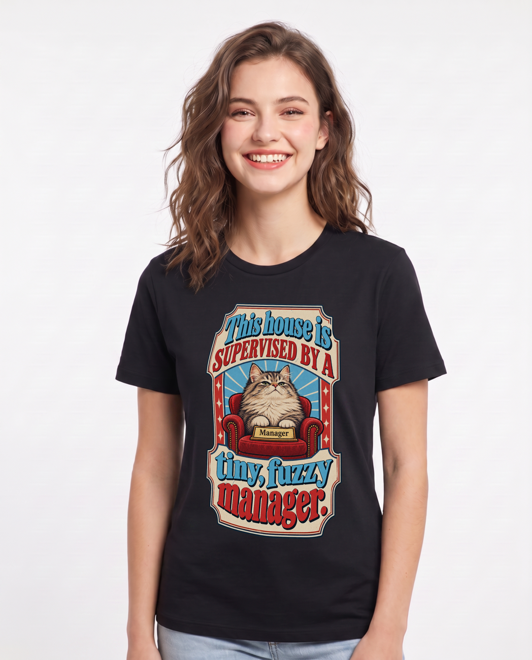 Cat Lover Black T-Shirt for Women – Everyday Expression Graphic Tee product image 3