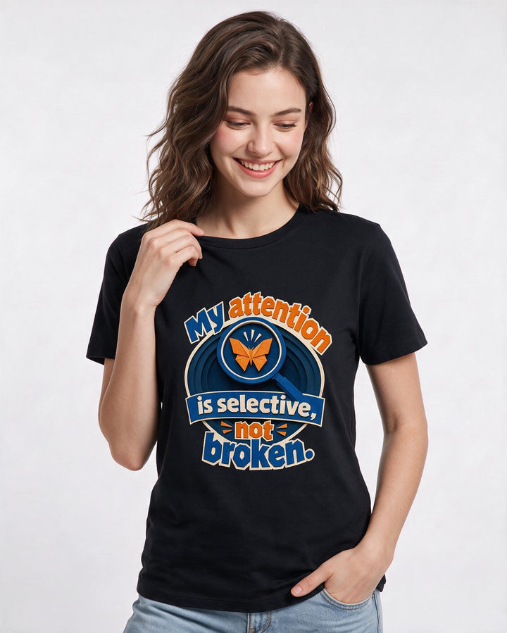 Neurodiversity Black T-Shirt for Women – Everyday Expression Graphic Tee product image 1