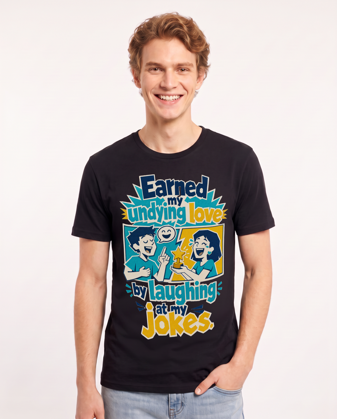 Couples Black T-Shirt for Men – Everyday Expression Graphic Tee product image 1