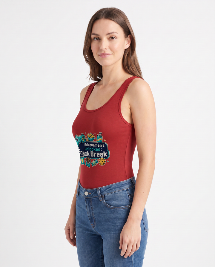 Achievement Unlocked: Snack Break Sleeveless Tank Bodysuit mockup 2