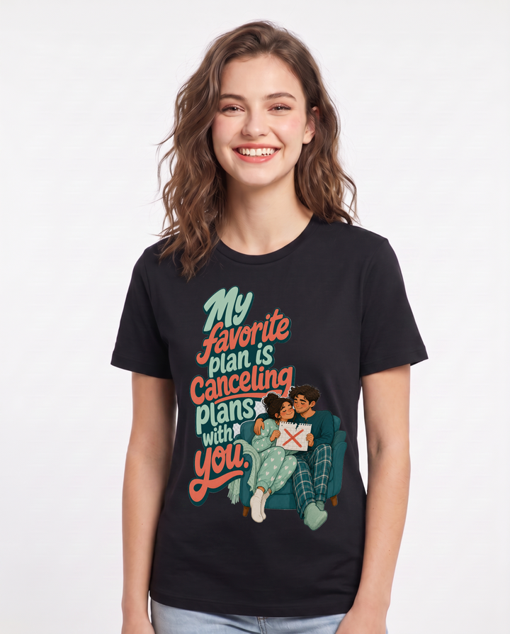 Couples Black T-Shirt for Women – Everyday Expression Graphic Tee product image 3