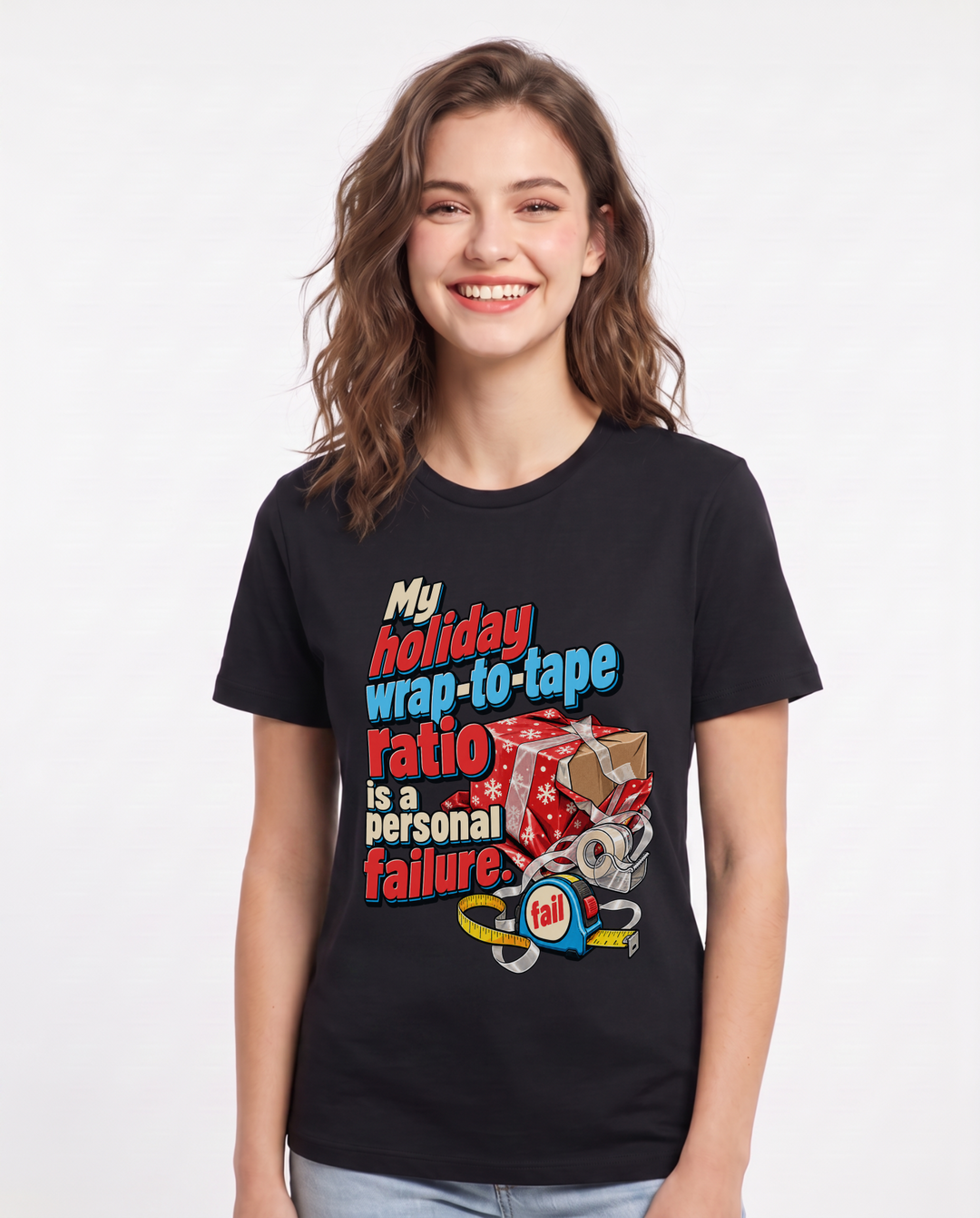 Christmas Black T-Shirt for Women – Holiday Theme Graphic Tee product image 3