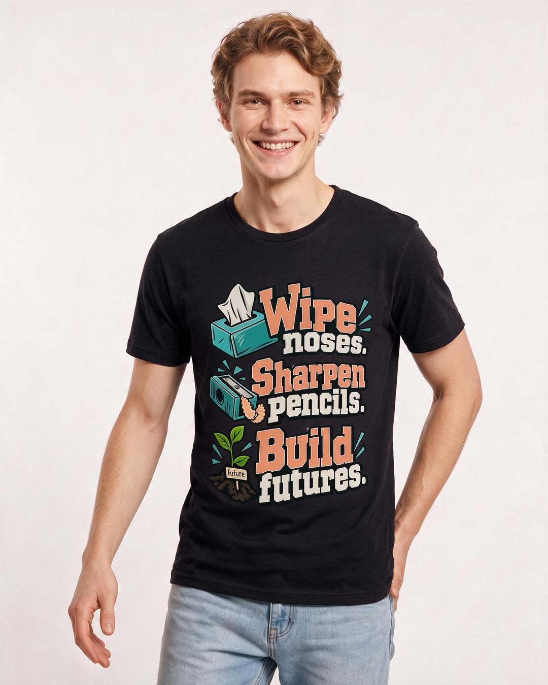 Teacher Black T-Shirt for Men – Everyday Expression Graphic Tee product image 1