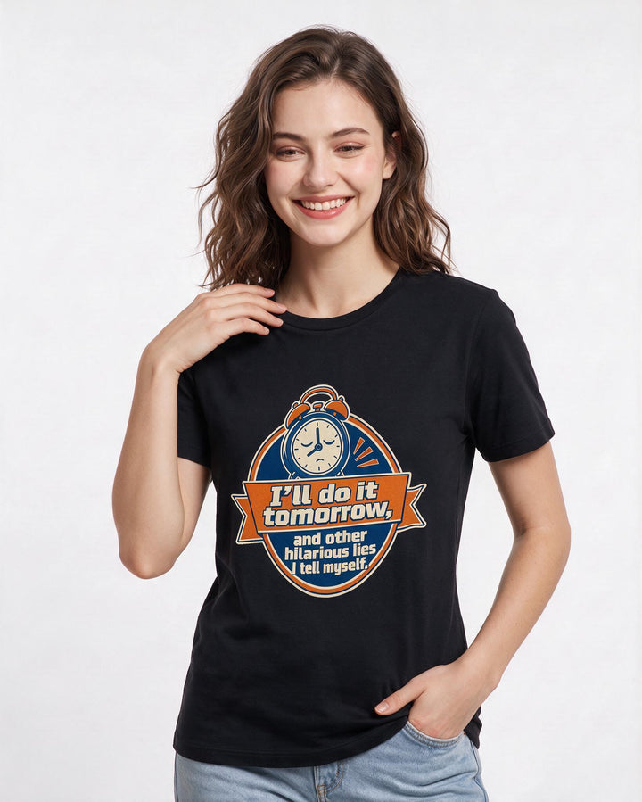 Graphic Women's Black T-Shirt - I'll do it tomorrow, and other product image 3