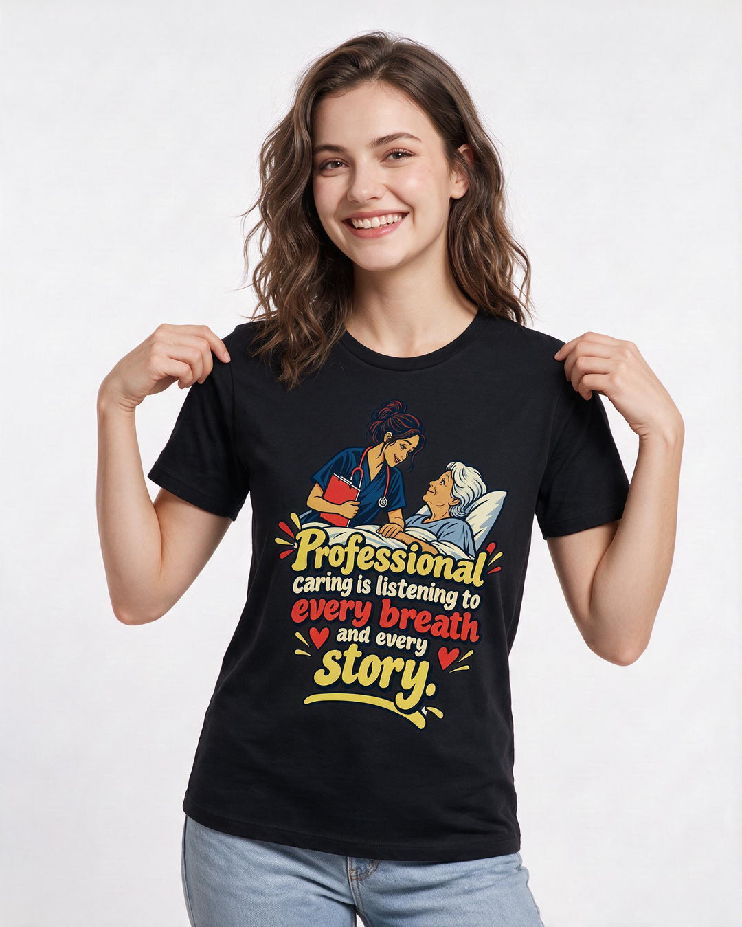 Nurse Black T-Shirt for Women – Nursing Life Graphic Tee product image 1