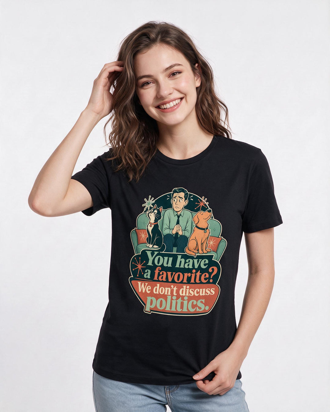 Cat Lover Black T-Shirt for Women – Everyday Expression Graphic Tee product image 1