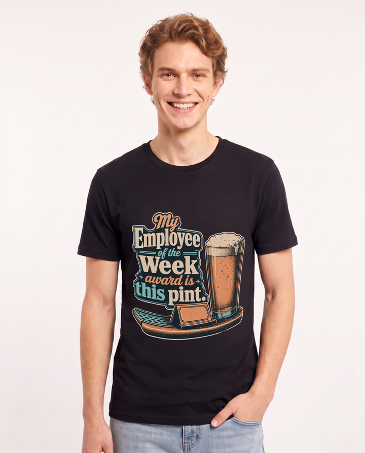 Beer Men's Black T-Shirt – My Employee of the Week award is this pint product image 1