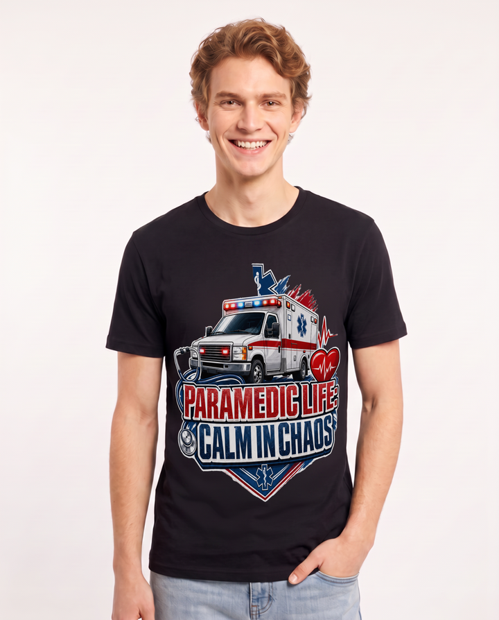 Paramedic Life: Calm in Chaos Men's Black T-Shirt product image 2
